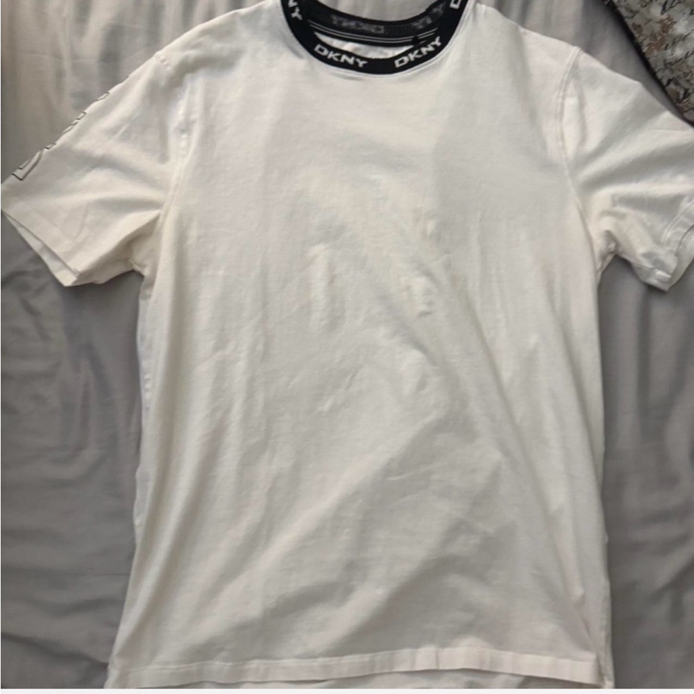 DKNY White Tee with Logo Collar